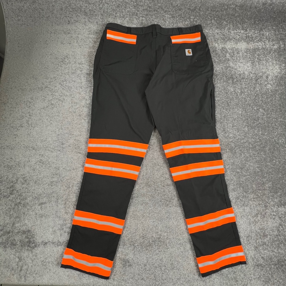 Carhartt Mens Relaxed Fit High Visibility Work Pants Gray Orange 38x34 74533-33